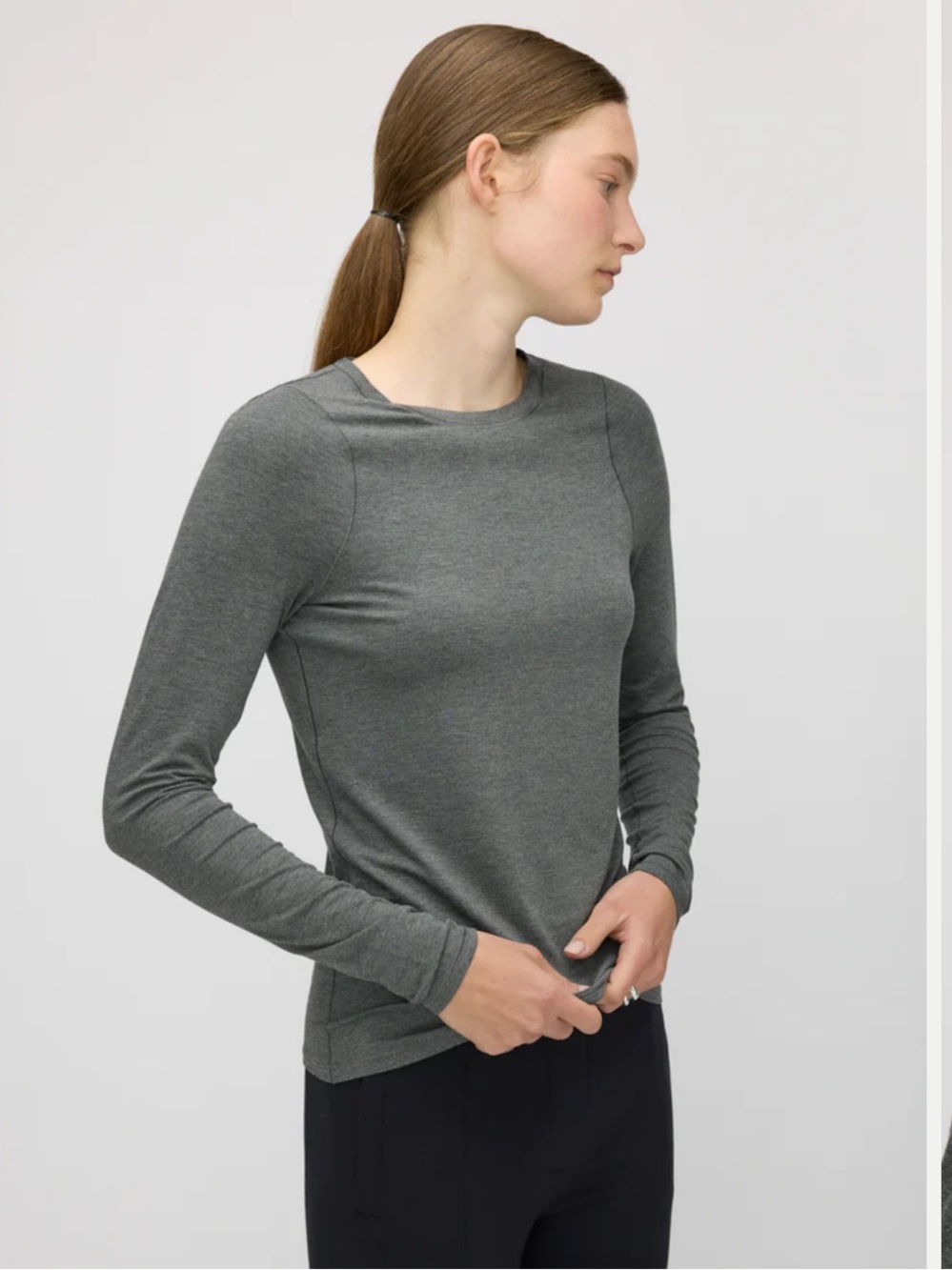 Kit and Ace Embrace Long Sleeve Crew XS Charcoal Melange